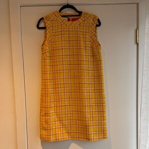 Gucci Yellow and Pink Plaid Tweed Dress